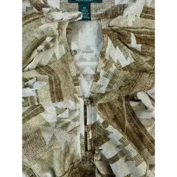 LRL Lauren Jeans Co Women’s Aztec Southwestern Mesh Ruffle LongSleeve Top Medium - Picture 7 of 12